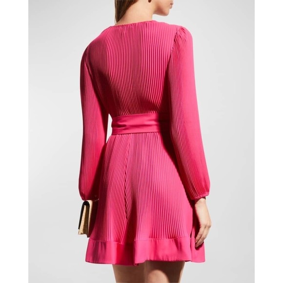 Milly Liv Pleated Belted Long Sleeve Dress In Milly Mink Size 0 $395.00 Barbie - Picture 4 of 16